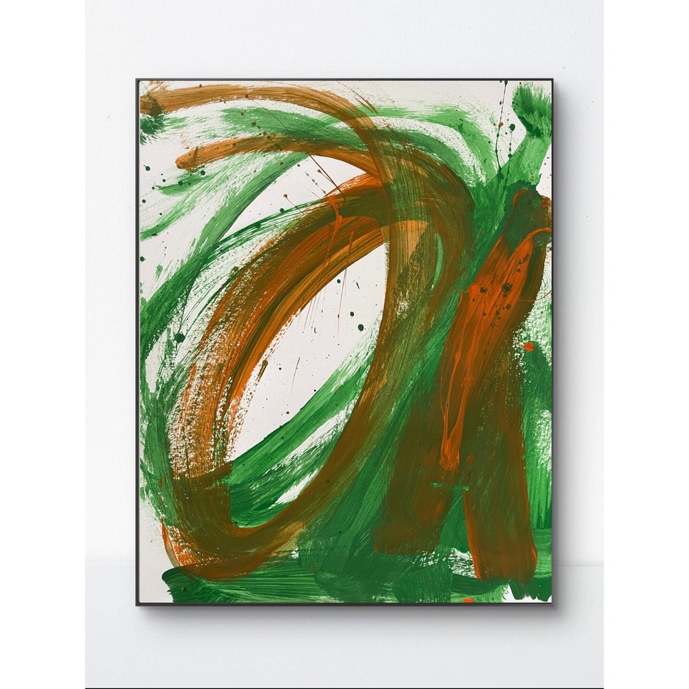OMAN Verdant Vortex Original Abstract Painting 11x14 Green Modern Wall Art Paper